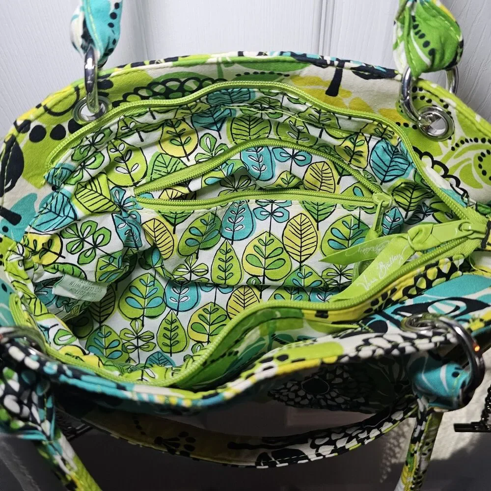 Vera Bradley Limes Up Retired Bowler Shoulder Bag Tote Purse Chain Strap